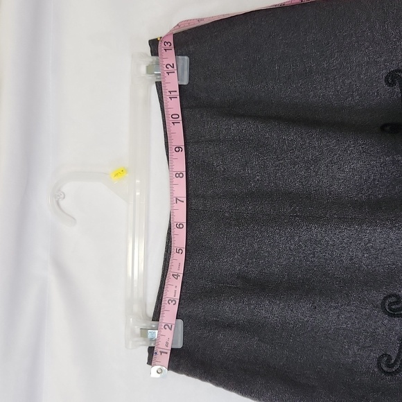 Anne Taylor Loft Petite Black Embroidered Lined Wool Blend Side Zip A Line Skirt - Picture 12 of 15